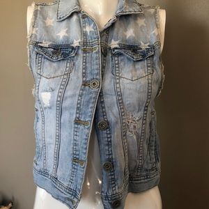 Bullhead distressed denim stars stripes vest